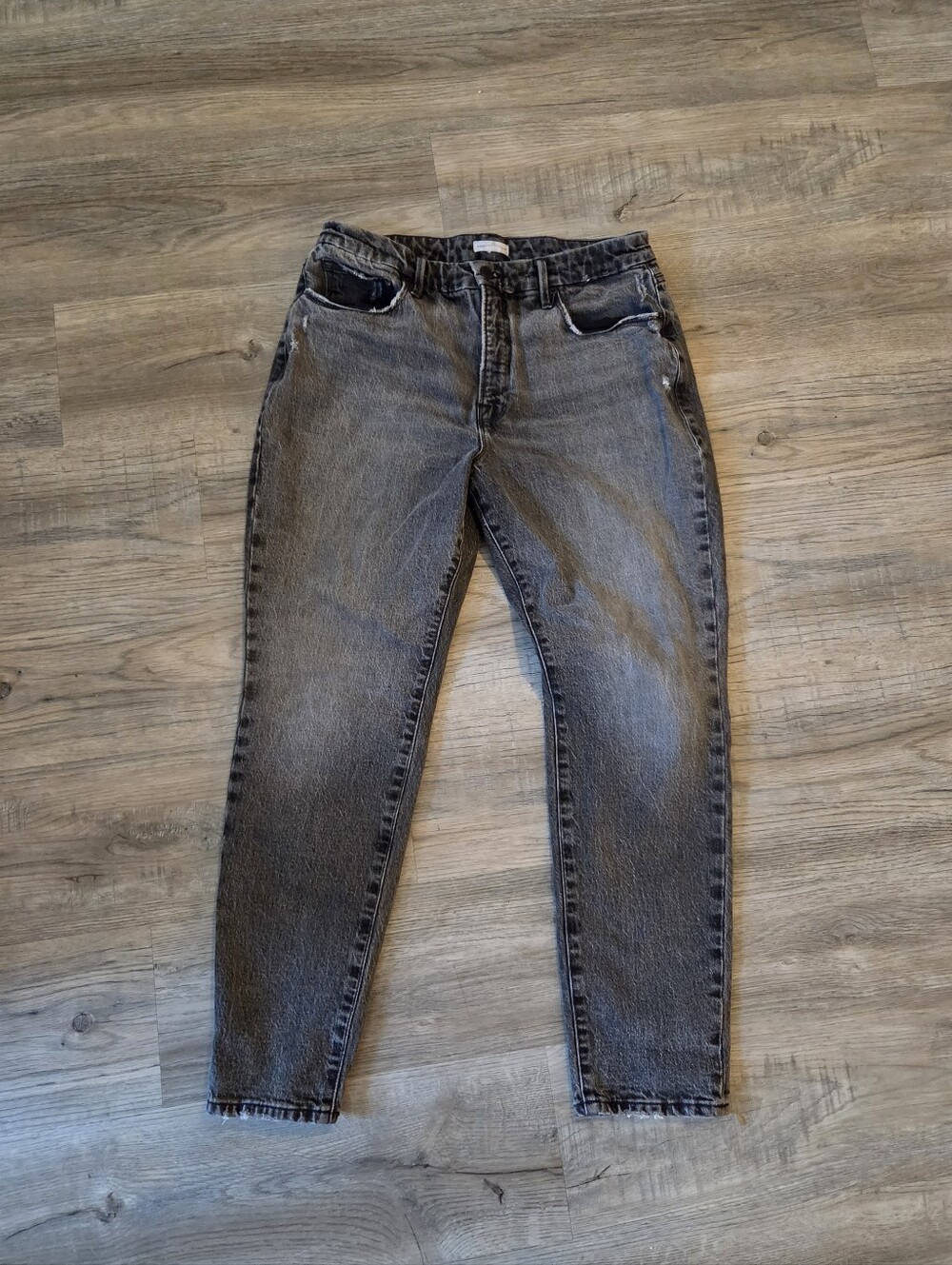 Good American High Rise Distressed Acid Wash Skinny Jeans Faded Black -10 / 30